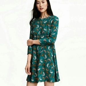 H&M Lizard Print 3/4 Sleeve Swing Dress